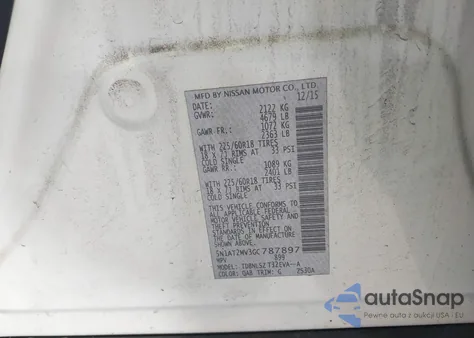 2016 Nissan Rogue Sl from USA, damaged, VIN 5N1AT2MV3GC787897